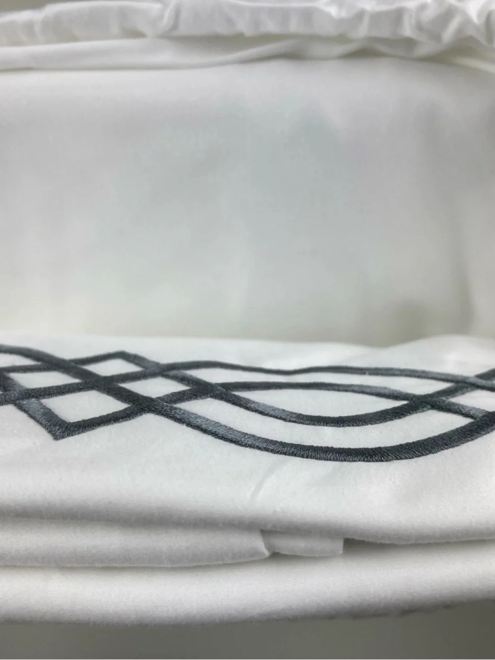 Frontgate Resort Diamond Trellis King Duvet White Charcoal Egyptian Cotton New